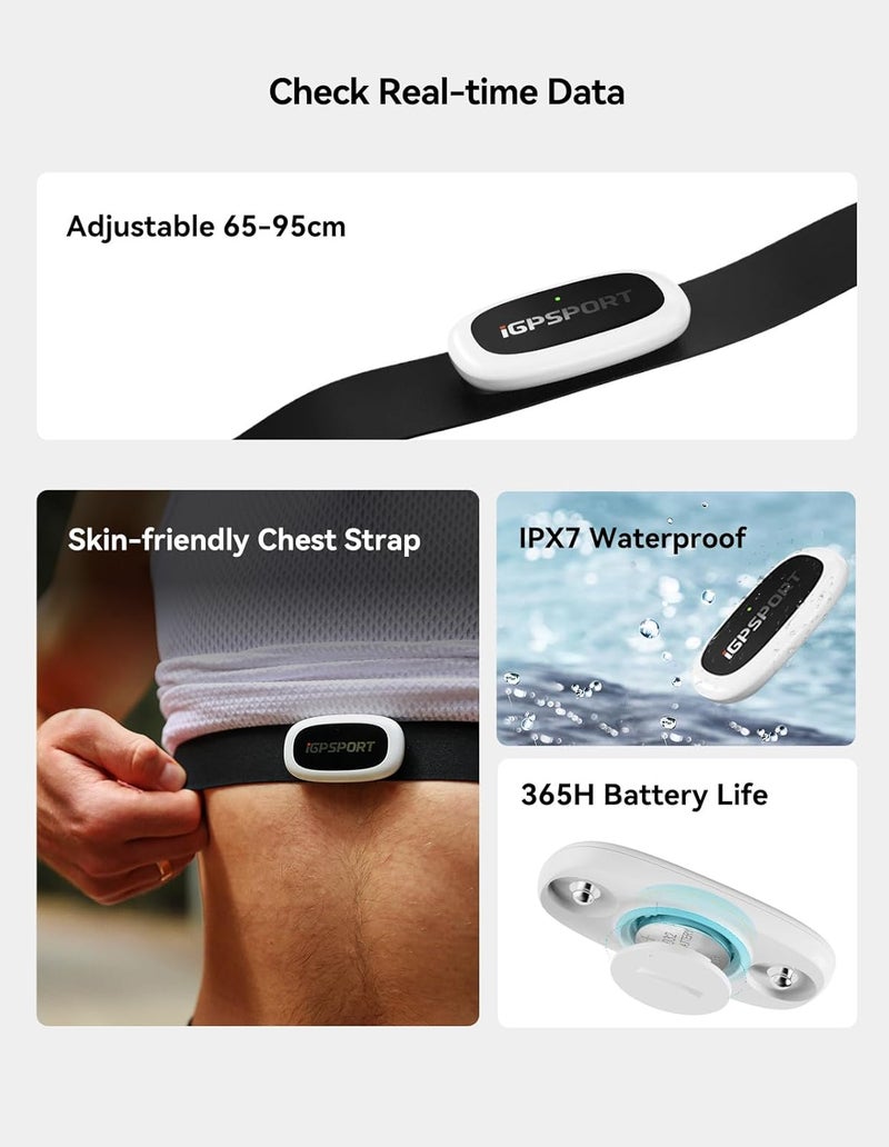 Igpsport HR50 Cycling Sensor Chest Strap, IPX7 Waterproof Bluetooth ANT+ for Cycling Running Jogging Yoga Fitness - Image 4